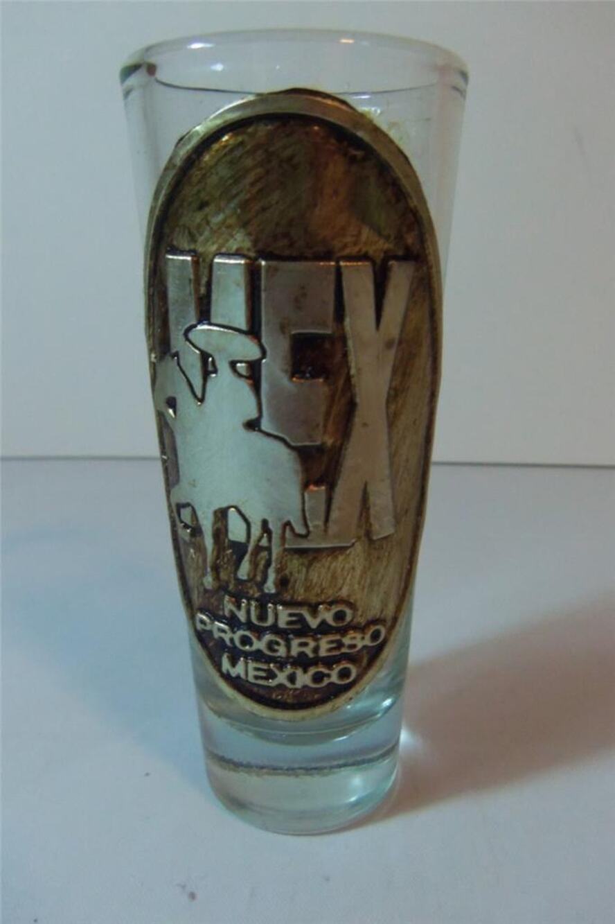 Nuevo Progreso Mexico Double Shot Glass Barware Vintage -071336